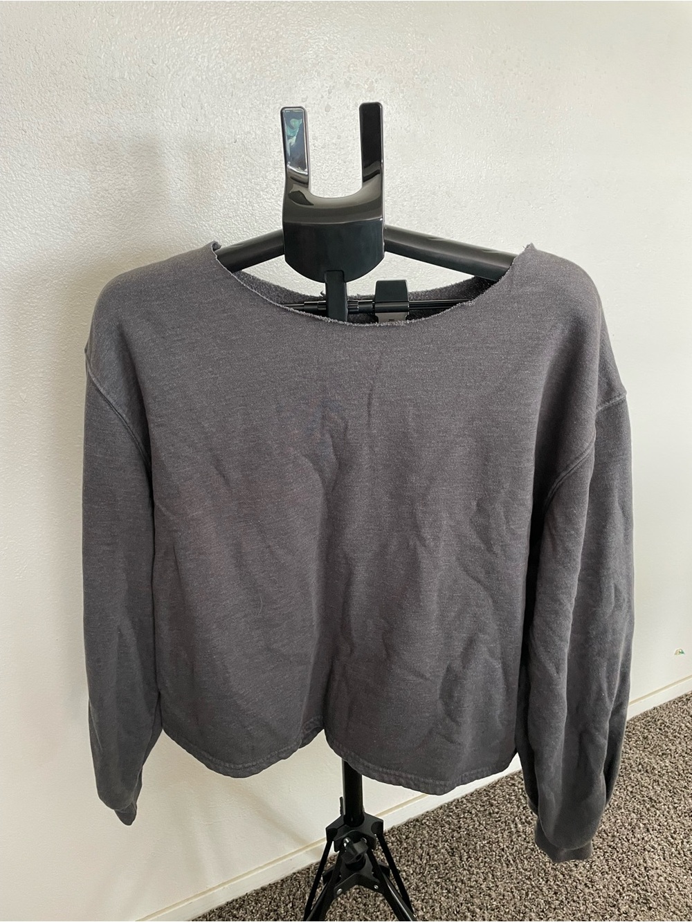 Off-the-Shoulder Relaxed Sweatshirt - Charcoal